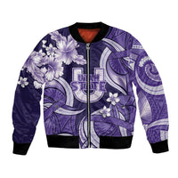 Utah State Polynesian Heritage Bomber Jacket Floral Tribal Pattern Tropical Flowers LT05 Unisex Purple - Polynesian Pride