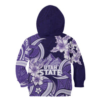 Utah State Polynesian Heritage Kid Hoodie Floral Tribal Pattern Tropical Flowers