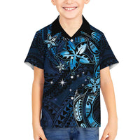 Hawaii Makahiki Season Kid Hawaiian Shirt Floral Tribal Tattoo Blue Galaxy