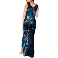 Hawaii Makahiki Season Tank Maxi Dress Floral Tribal Tattoo Blue Galaxy
