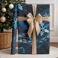 Hawaii Makahiki Season Wrapping Paper Floral Tribal Tattoo Blue Galaxy - Polynesian Pride