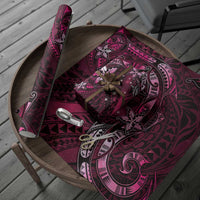 Hawaii Makahiki Season Wrapping Paper Floral Tribal Tattoo Pink Galaxy - Polynesian Pride