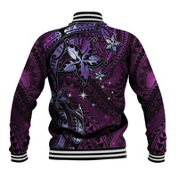 Hawaii Makahiki Season Baseball Jacket Floral Tribal Tattoo Purple Galaxy