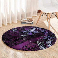 Hawaii Makahiki Season Round Carpet Floral Tribal Tattoo Purple Galaxy LT05 - Polynesian Pride