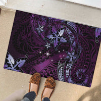 Hawaii Makahiki Season Rubber Doormat Floral Tribal Tattoo Purple Galaxy