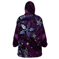 Hawaii Makahiki Season Wearable Blanket Hoodie Floral Tribal Tattoo Purple Galaxy