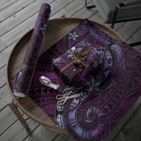 Hawaii Makahiki Season Wrapping Paper Floral Tribal Tattoo Purple Galaxy - Polynesian Pride