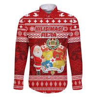Personalized Tonga Christmas Family Matching Short Sleeve Bodycon Dress and Hawaiian Shirt Kilisimasi Fiefia Santas Coat Of Arms LT05 Dad's Shirt - Long Sleeve Red - Polynesian Pride