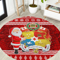 Tonga Christmas Round Carpet Kilisimasi Fiefia Santas Coat Of Arms LT05 Red - Polynesian Pride