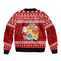 Personalized Tonga Christmas Sleeve Zip Bomber Jacket Kilisimasi Fiefia Santas Coat Of Arms LT05 - Polynesian Pride