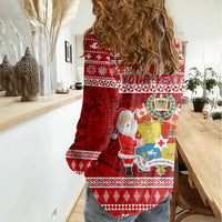 Personalized Tonga Christmas Women Casual Shirt Kilisimasi Fiefia Santas Coat Of Arms LT05 - Polynesian Pride