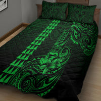 Hawaii Hauoli Makahiki Hou Quilt Bed Set Lono Hawaiian God Kakau Polynesian Tribal Green LT05 - Polynesian Pride
