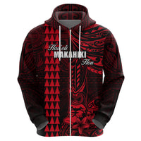 Personalized Hawaii Hauoli Makahiki Hou Hoodie Lono Hawaiian God Kakau Polynesian Tribal Red LT05 - Polynesian Pride