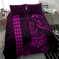 Hawaii Hauoli Makahiki Hou Bedding Set Lono Hawaiian God Kakau Polynesian Tribal Pink LT05 - Polynesian Pride