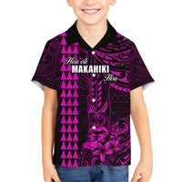 Personalized Hawaii Hauoli Makahiki Hou Hawaiian Shirt Lono Hawaiian God Kakau Polynesian Tribal Pink LT05 - Polynesian Pride