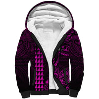 Personalized Hawaii Hauoli Makahiki Hou Sherpa Hoodie Lono Hawaiian God Kakau Polynesian Tribal Pink LT05 Unisex Pink - Polynesian Pride