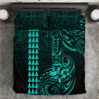 Hawaii Hauoli Makahiki Hou Bedding Set Lono Hawaiian God Kakau Polynesian Tribal Turquoise LT05 Turquoise - Polynesian Pride