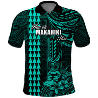 Personalized Hawaii Hauoli Makahiki Hou Polo Shirt Lono Hawaiian God Kakau Polynesian Tribal Turquoise LT05 Turquoise - Polynesian Pride