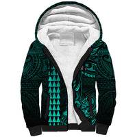 Personalized Hawaii Hauoli Makahiki Hou Sherpa Hoodie Lono Hawaiian God Kakau Polynesian Tribal Turquoise LT05 Unisex Turquoise - Polynesian Pride