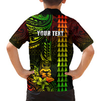 Personalized Hawaii Hauoli Makahiki Hou Family Matching Short Sleeve Bodycon Dress and Hawaiian Shirt Lono Hawaiian God Kakau Polynesian Tribal Reggae LT05 - Polynesian Pride