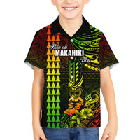 Personalized Hawaii Hauoli Makahiki Hou Family Matching Short Sleeve Bodycon Dress and Hawaiian Shirt Lono Hawaiian God Kakau Polynesian Tribal Reggae LT05 Son's Shirt Reggae - Polynesian Pride