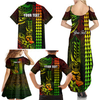Personalized Hawaii Hauoli Makahiki Hou Family Matching Summer Maxi Dress and Hawaiian Shirt Lono Hawaiian God Kakau Polynesian Tribal Reggae LT05 - Polynesian Pride