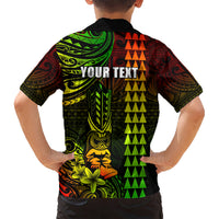 Personalized Hawaii Hauoli Makahiki Hou Kid Hawaiian Shirt Lono Hawaiian God Kakau Polynesian Tribal Reggae LT05 - Polynesian Pride