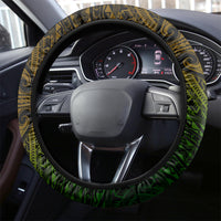 Hawaii Hauoli Makahiki Hou Steering Wheel Cover Lono Hawaiian God Kakau Polynesian Tribal Reggae