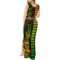 Personalized Hawaii Hauoli Makahiki Hou Tank Maxi Dress Lono Hawaiian God Kakau Polynesian Tribal Reggae LT05 - Polynesian Pride