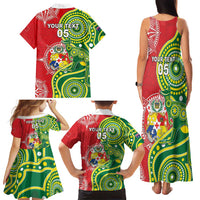 Custom Tonga Australia Rugby Family Matching Tank Maxi Dress and Hawaiian Shirt Kangaroos And Tonga Mate Maa Together