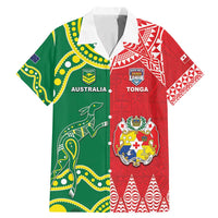 Custom Tonga XIII And Australia Kangaroos Family Matching Mermaid Dress and Hawaiian Shirt Mate Maa Tongan Ngatu With Aboriginal