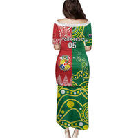 Custom Tonga XIII And Australia Kangaroos Family Matching Puletasi and Hawaiian Shirt Mate Maa Tongan Ngatu With Aboriginal