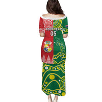 Custom Tonga XIII And Australia Kangaroos Puletasi Mate Maa Tongan Ngatu With Aboriginal