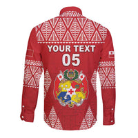 Custom Tonga Rugby Long Sleeve Button Shirt Tonga Mate Ma'a Take The Lead