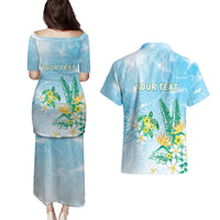 Personalised 2025 Aloha Hawaii Couples Matching Puletasi and Hawaiian Shirt Tropical Flowers And Honu