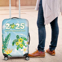 2025 Aloha Hawaii Luggage Cover Tropical Flowers And Honu LT05 Blue - Polynesian Pride