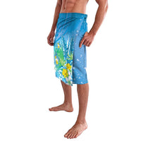 Hawaii Honu Lavalava Tropical Flowers Blue Gradient