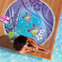 Hawaii Honu Beach Blanket Tropical Flowers Purple Gradient