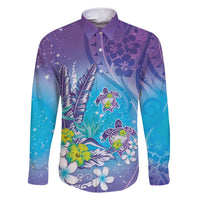 Hawaii Honu Family Matching Tank Maxi Dress and Hawaiian Shirt Tropical Flowers Purple Gradient