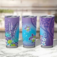 Hawaii Honu Tumbler Cup Tropical Flowers Purple Gradient