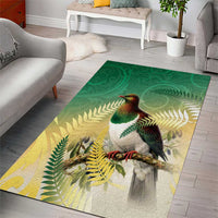 New Zealand Pigeon Kereru Area Rug Maori Fern Art Green Gradient - Polynesian Pride