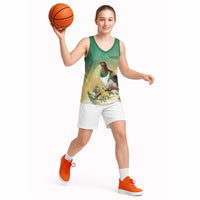New Zealand Pigeon Kereru Basketball Jersey Maori Fern Art Green Gradient - Polynesian Pride