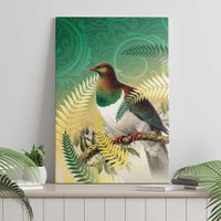 New Zealand Pigeon Kereru Canvas Wall Art Maori Fern Art Green Gradient - Polynesian Pride