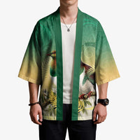 New Zealand Pigeon Kereru Kimono Maori Fern Art Green Gradient - Polynesian Pride