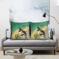 New Zealand Pigeon Kereru Pillow Cover Maori Fern Art Green Gradient - Polynesian Pride