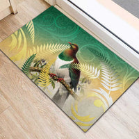 New Zealand Pigeon Kereru Rubber Doormat Maori Fern Art Green Gradient - Polynesian Pride