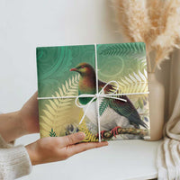 New Zealand Pigeon Kereru Wrapping Paper Maori Fern Art Green Gradient