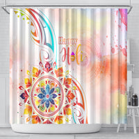 Happy Holi Festival Shower Curtain Rangoli With Polynesian Pattern LT05 - Polynesian Pride