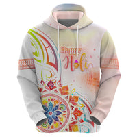 Happy Holi Festival Zip Hoodie Rangoli With Polynesian Pattern LT05 - Polynesian Pride