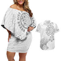 Brain Cancer Warrior Couples Matching Off Shoulder Short Dress and Hawaiian Shirt Never Give Up